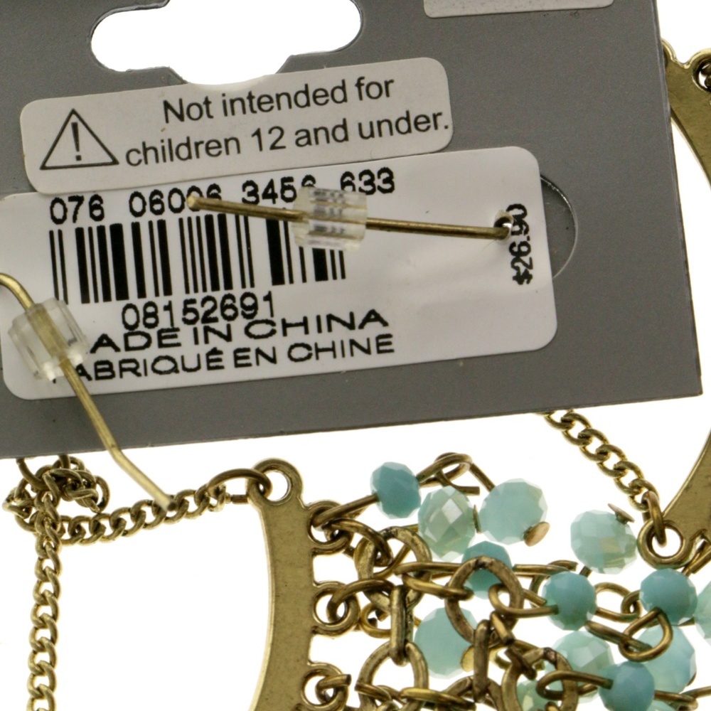 Express Chandelier-Earrings Blue/Gold NWT - Picture 2 of 4